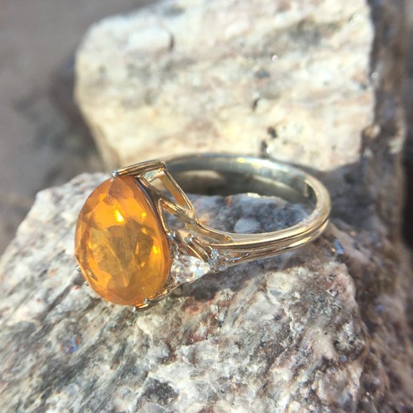 Genuine Burmese Amber .925 Ring RARE 16mm Fat Pear Sterling Silver Natural - Picture 14 of 16
